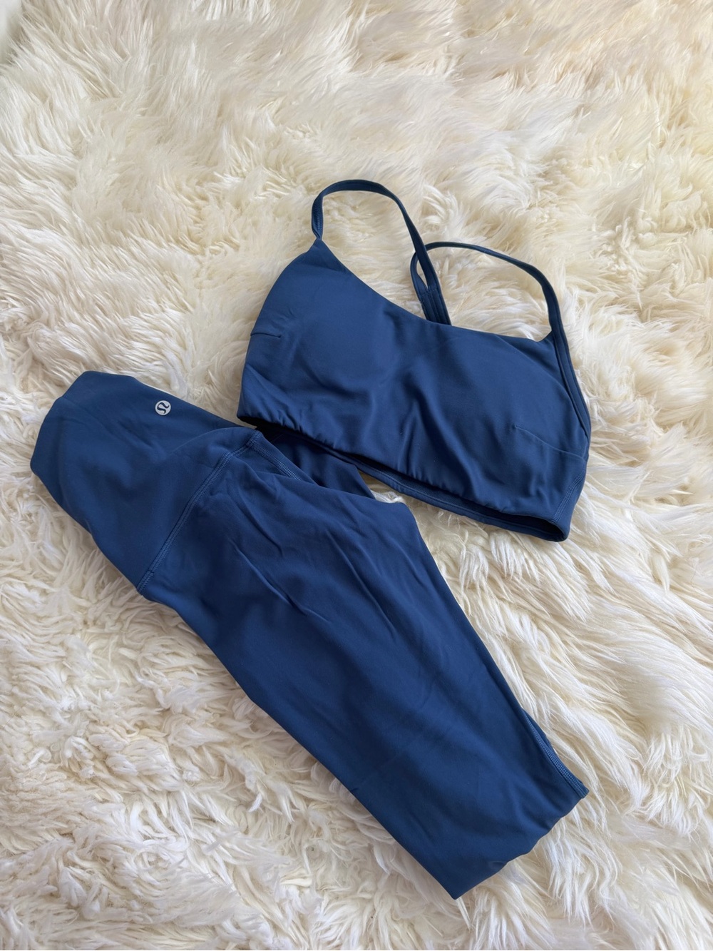 lululemon align blue twill leggings and bra set 28” size 6 size S flow y